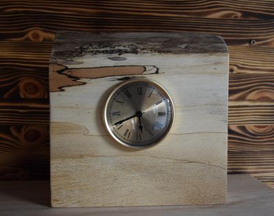 Irish Spalted Beech Square Wood Turned Clock