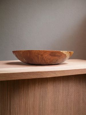 Large Elm Shallow Wooden Bowl