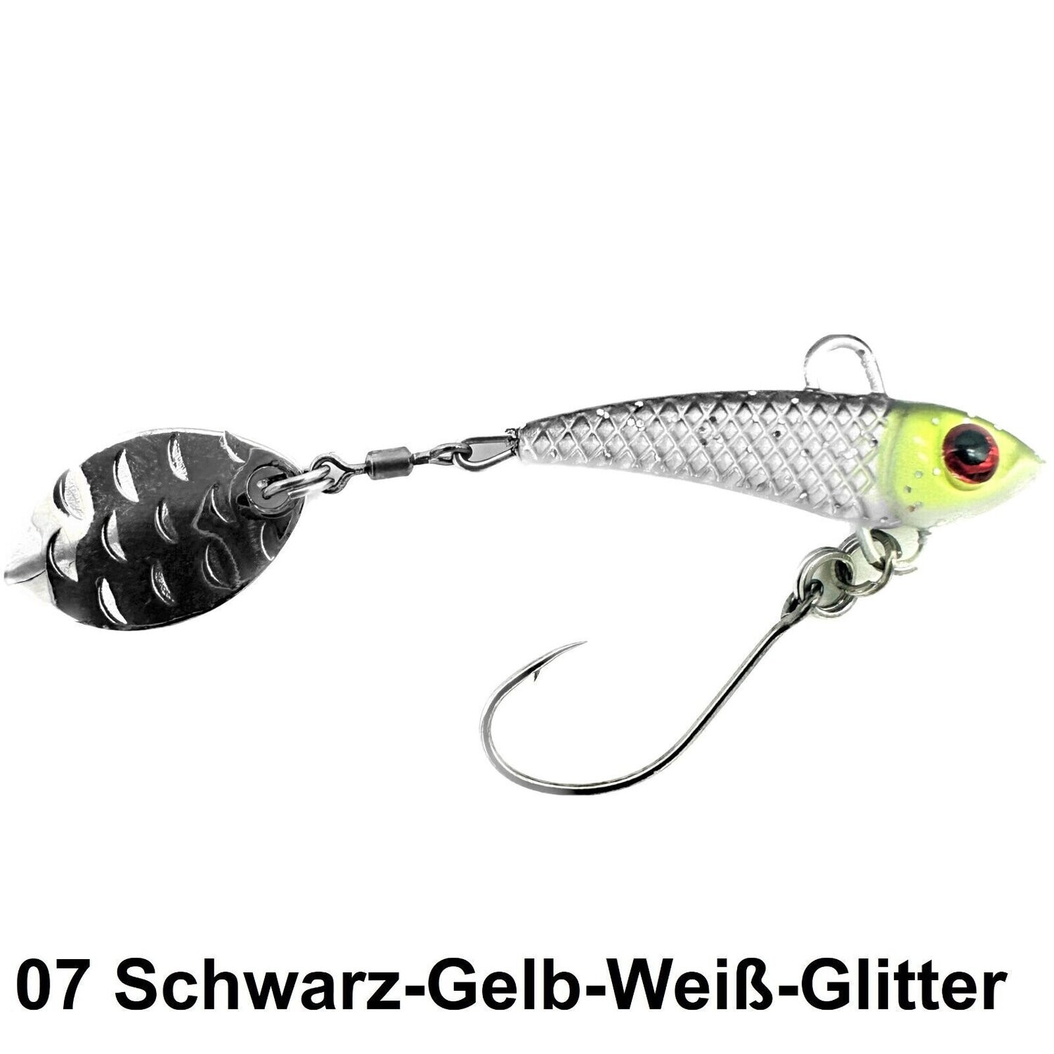 Paladin Ultralight Action Spin Jig Spinner 07 Schwarz-Gelb-Weiss-Glitter