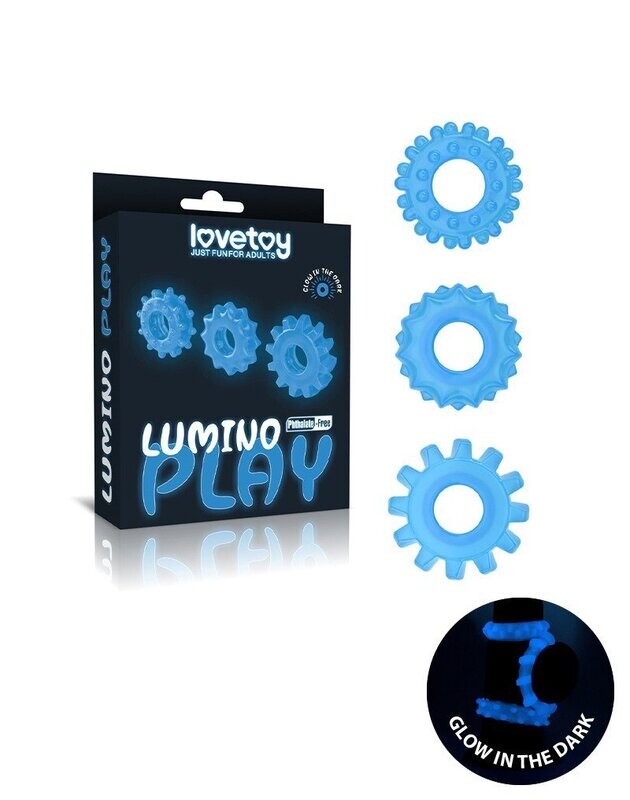 LoveToy - Lumino Play Cockring Set van 3 - Glow in the Dark LoveToy - Lumino Play Cockring Set van 3 - Glow in the Dark
