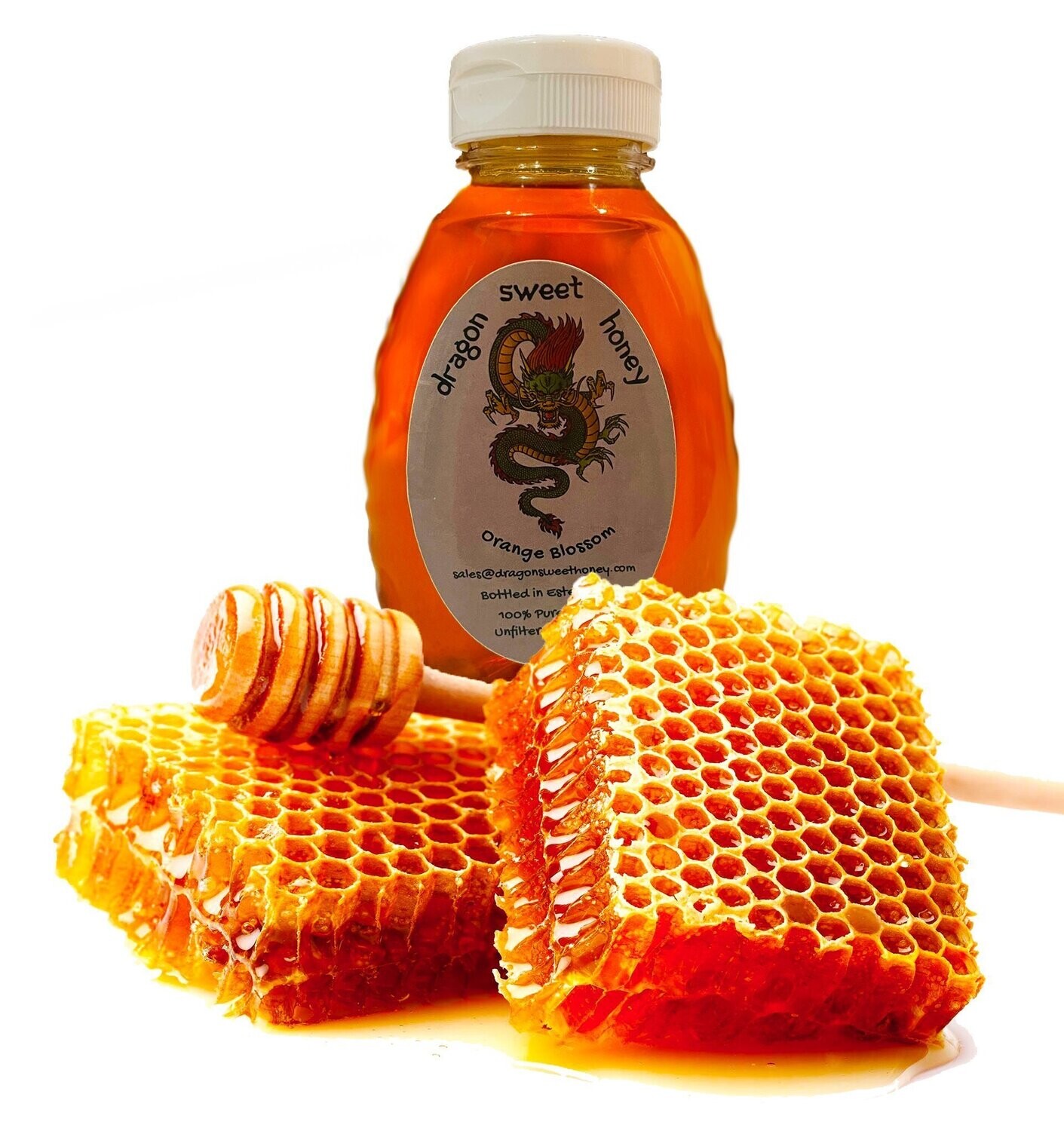 100% Pure, Raw Unfiltered Orange Blossom Honey; 8oz Squeezable Jar