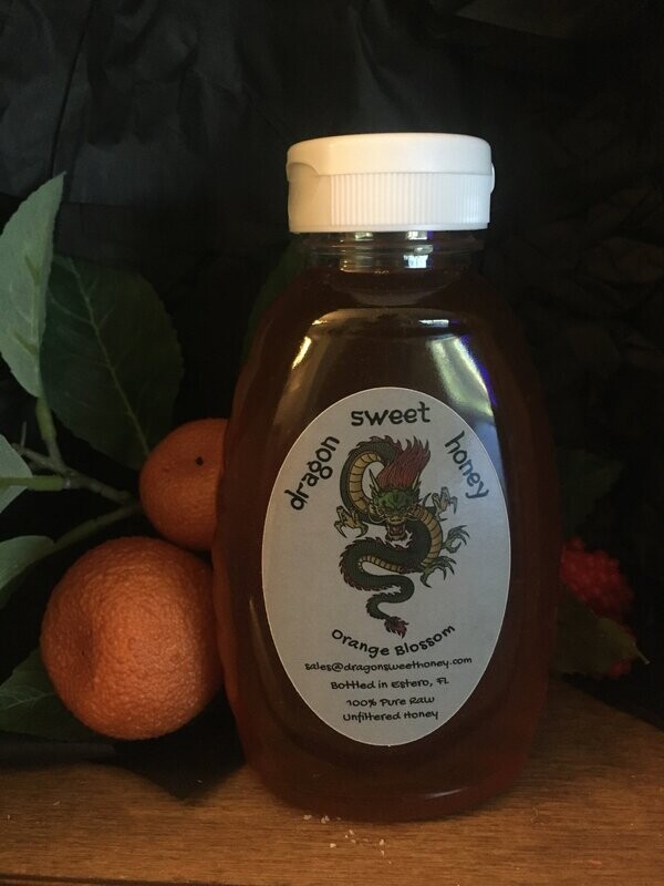 100% Pure, Raw Unfiltered Orange Blossom Honey; 16 oz Squeezable Jar