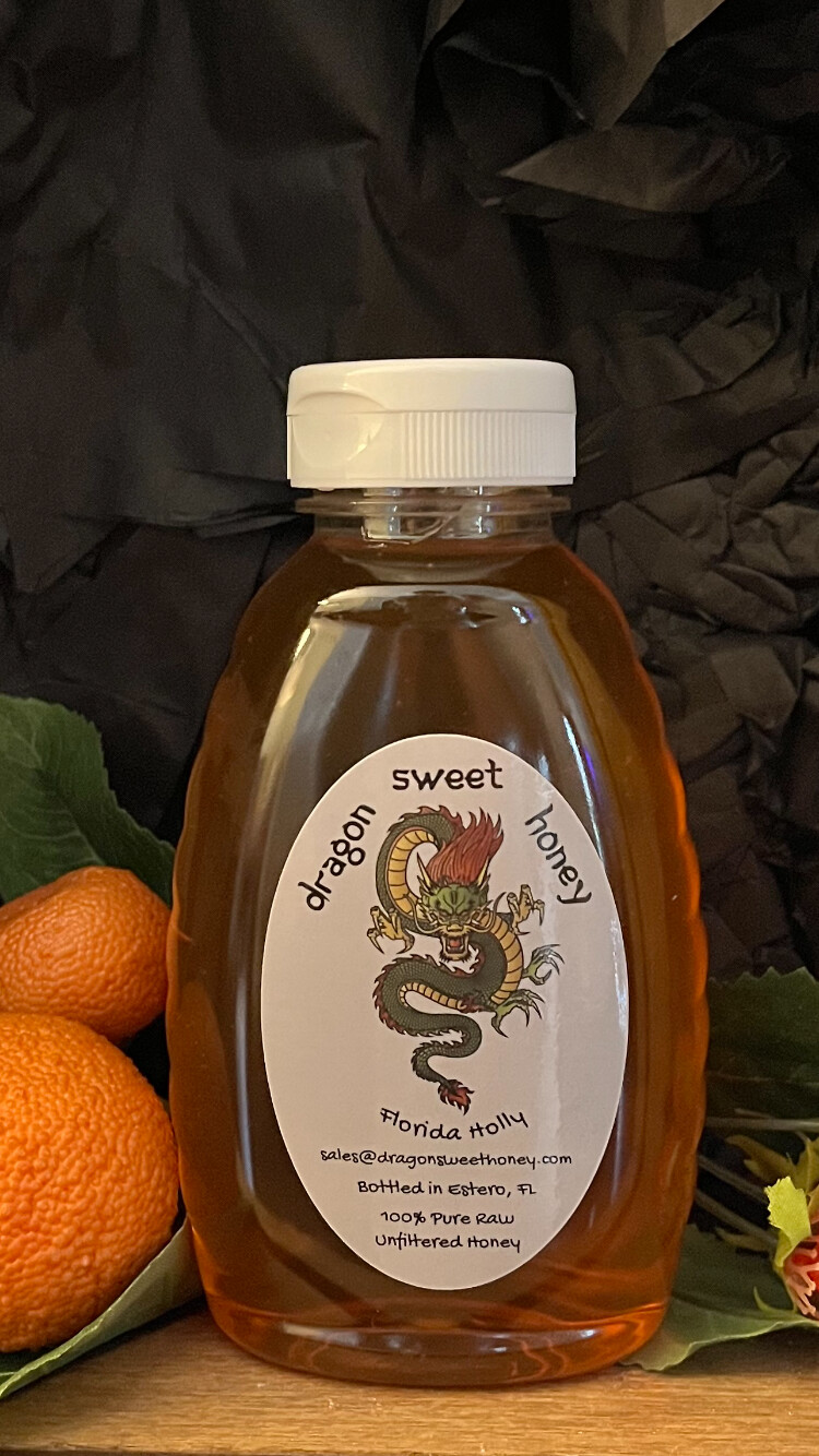 100% Pure, Raw Unfiltered Florida Holly Honey; 16 oz Squeezable Jar