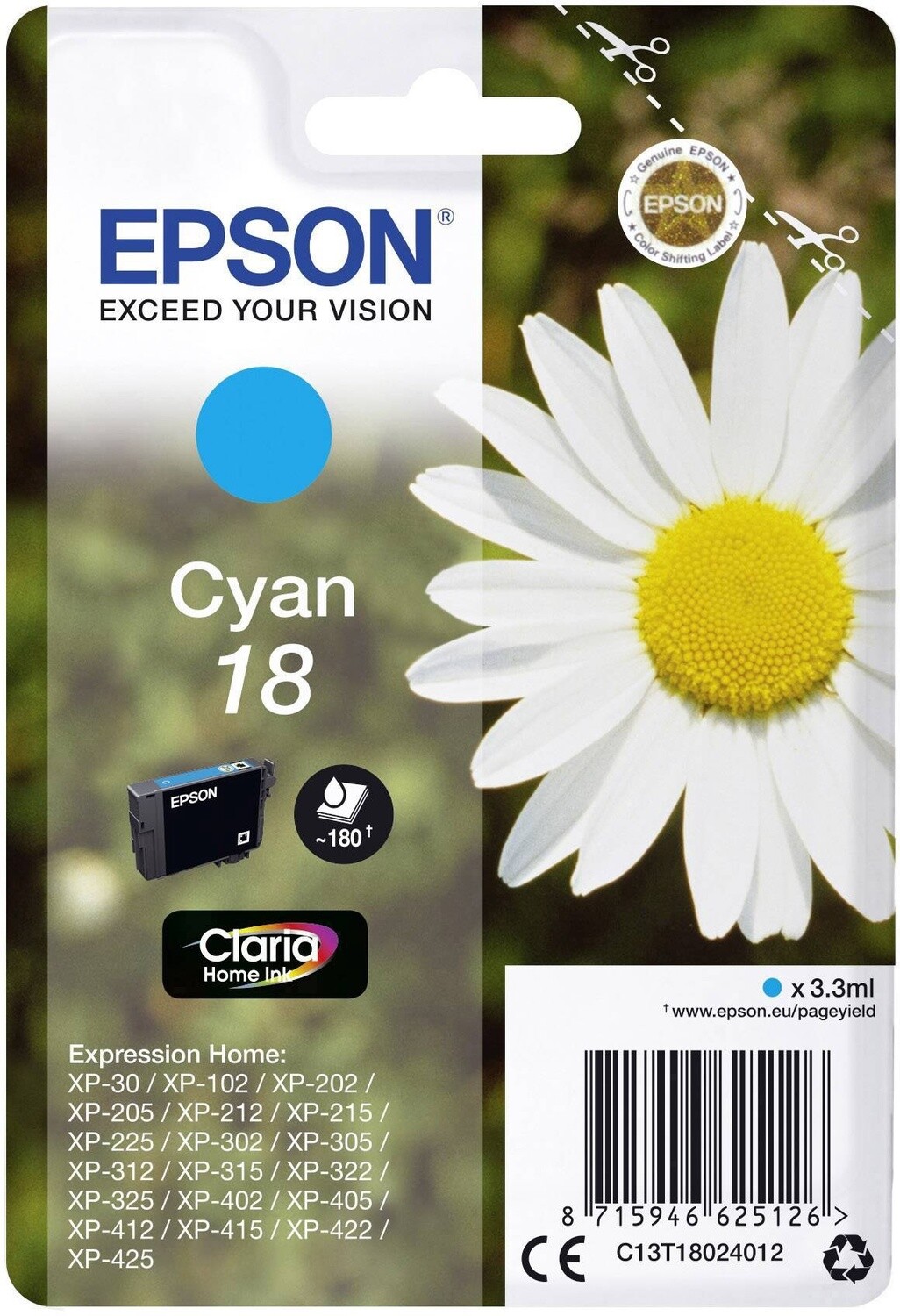 EPSON T1802 18 CYAN INK