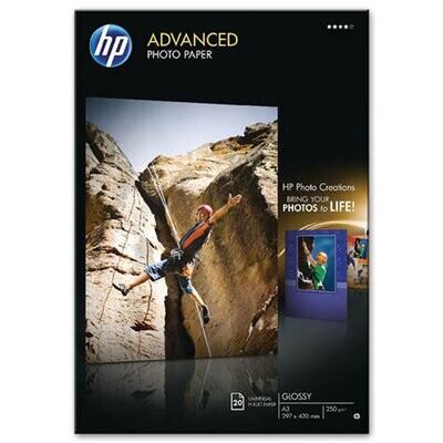 HP Advanced Inkjet Photo Paper - A3 - 297 mm x 420 mm - 250 g/m² Grammage - Glossy - 20 Sheet