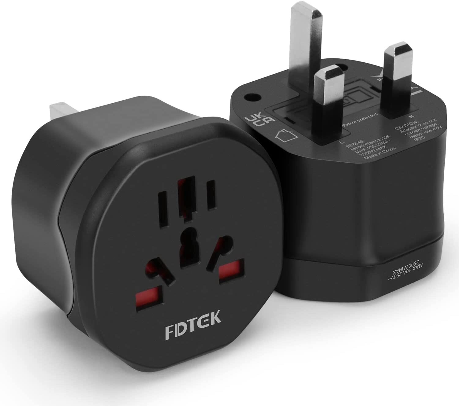 World To UK Travel Adapter, FDTEK 2/3 Pin to 3 Pin Universal Travel Adapters with 10A Fuse