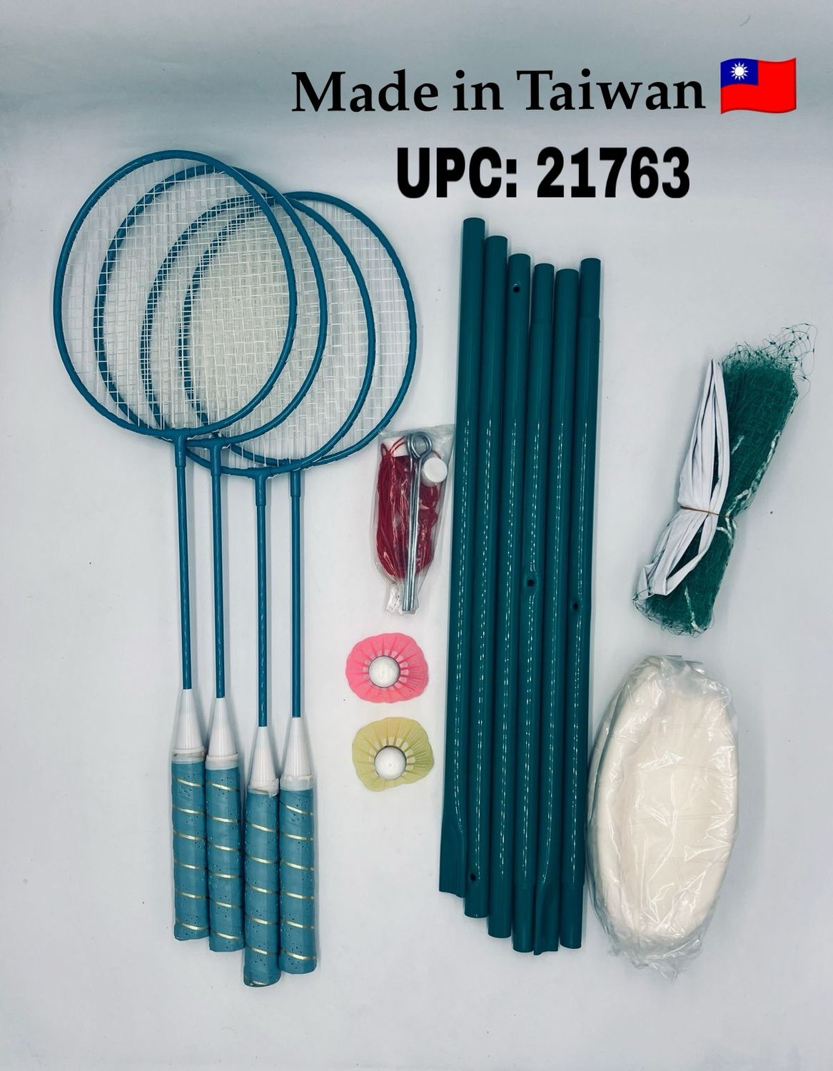 طقم ريشة كامل (4 مضارب+ شبكة+ أعمدة تثبيت + ريشة+ اكسسوارات)#