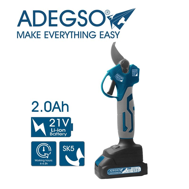 مقص شجر يدوي مع بطارتين 2 امبير وشاحن Adegso