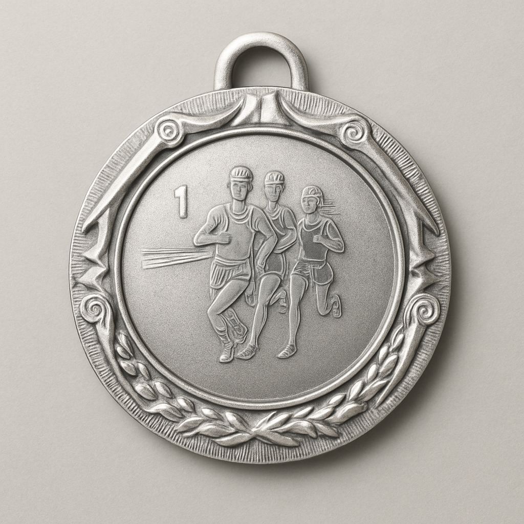 ميدالية مع قشرة العاب القوى جري فضي #