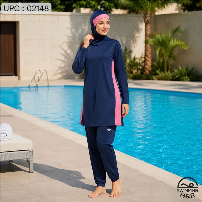 مايوه سباحه شرعي سبيدو خطين طوال على الجنب *