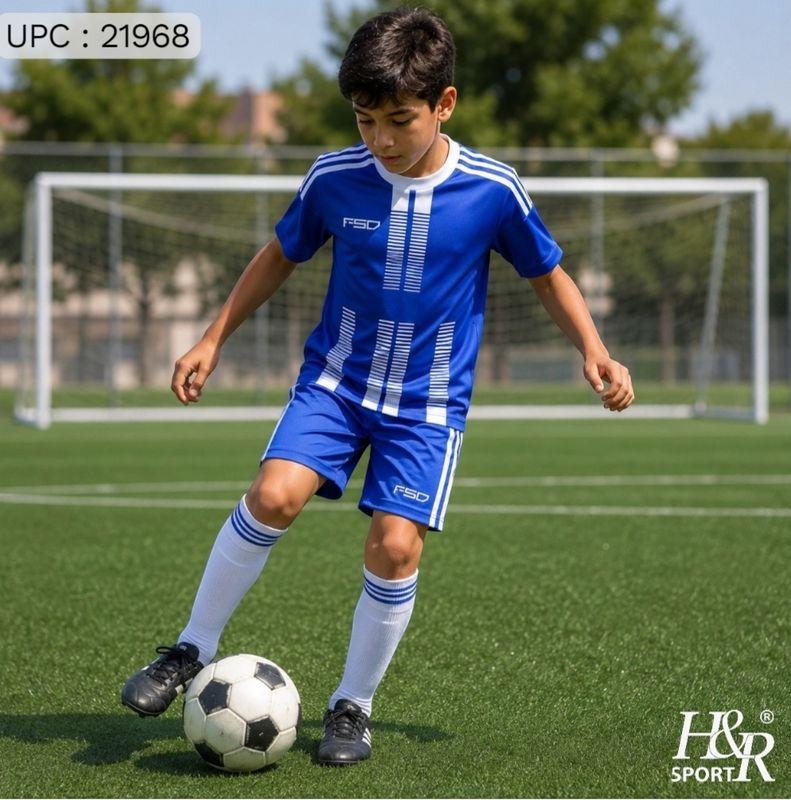 طقم F50 Kids ازرق مخطط ابيض *