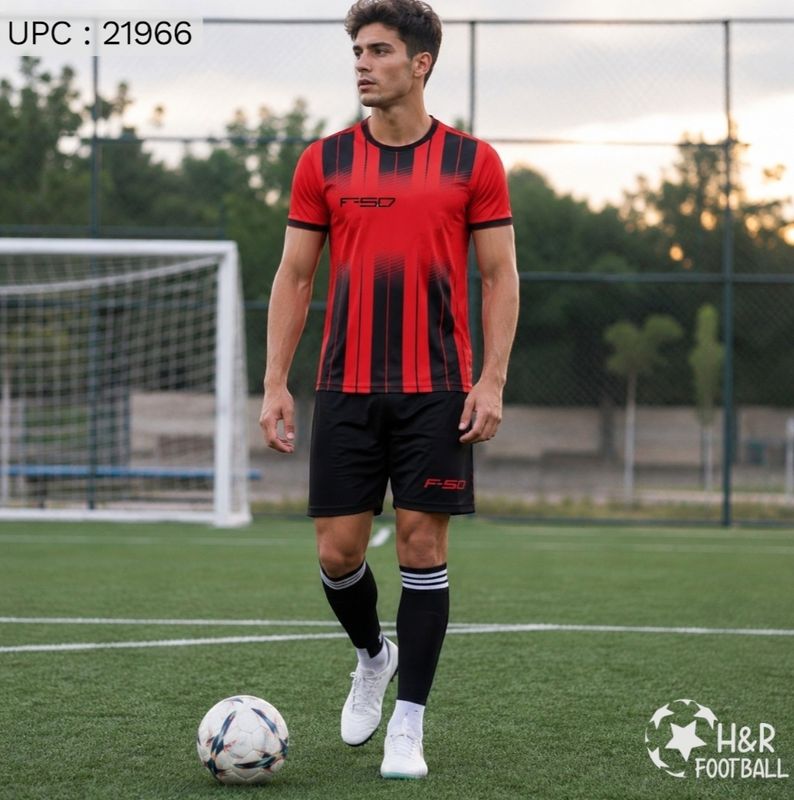 طقم F50 Man احمر مخطط اسود *