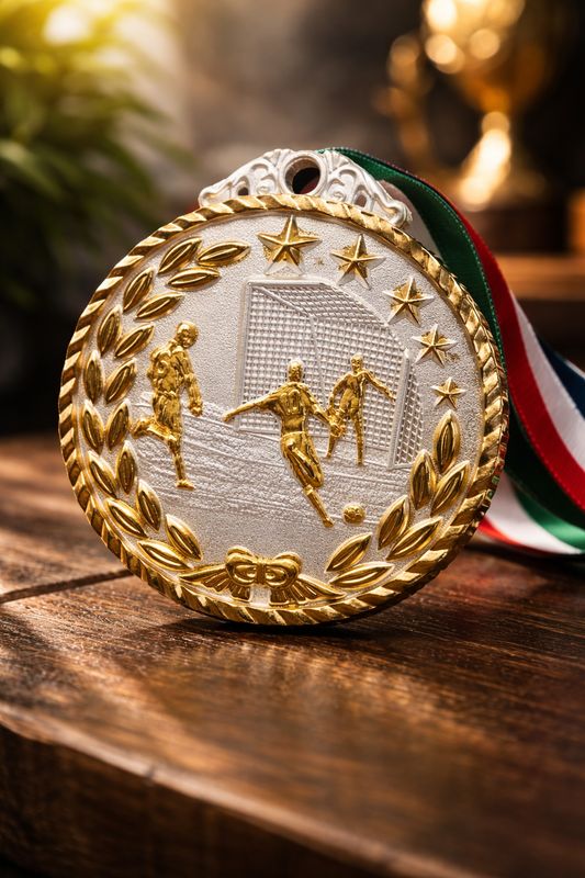 ميدالية قدم فضي مع ذهبي #