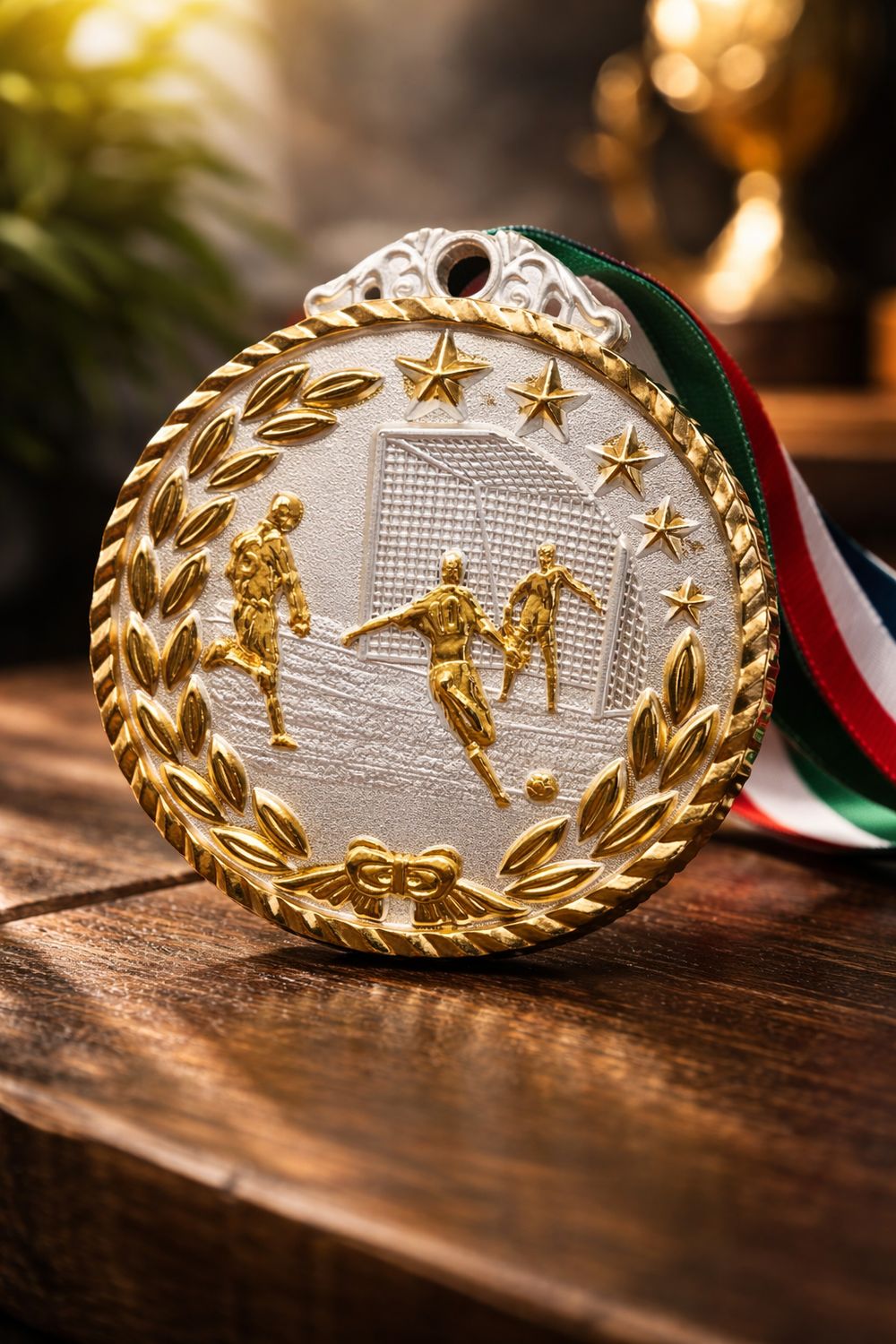 ميدالية قدم فضي مع ذهبي #