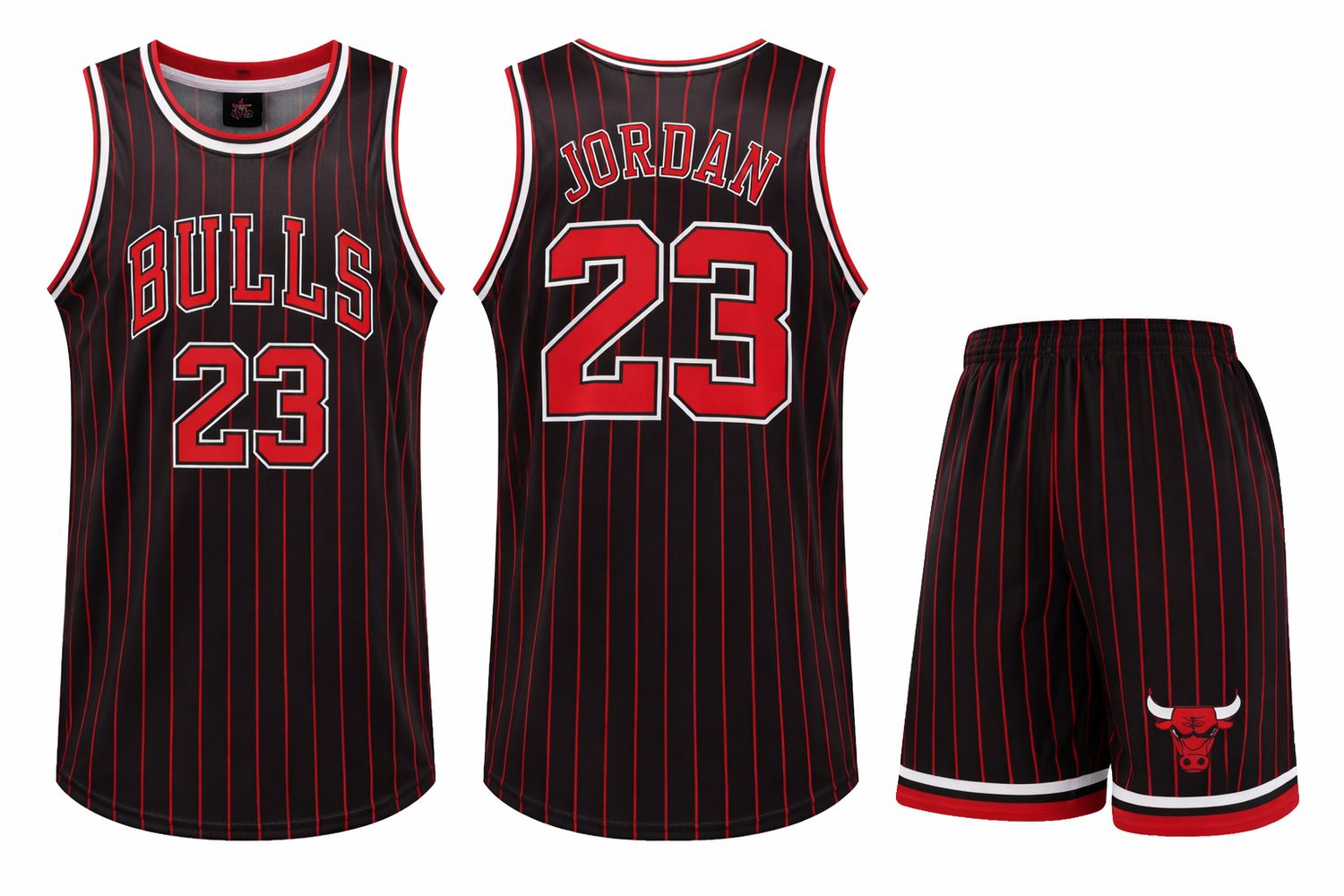 طقم سلة ولادي أسود مخطط  ✓