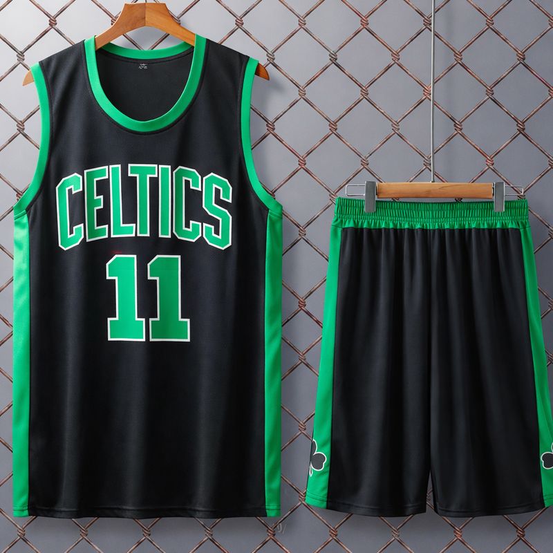 طقم سلة رجالي أسود خط أخضر ✓