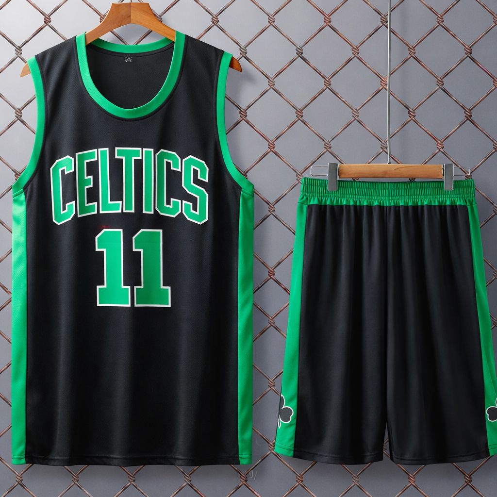 طقم سلة ولادي أسود خط أخضر ✓