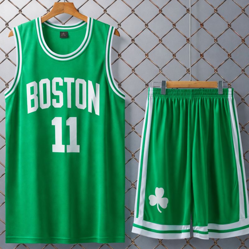 طقم سلة ولادي أخضر خط أبيض  ✓