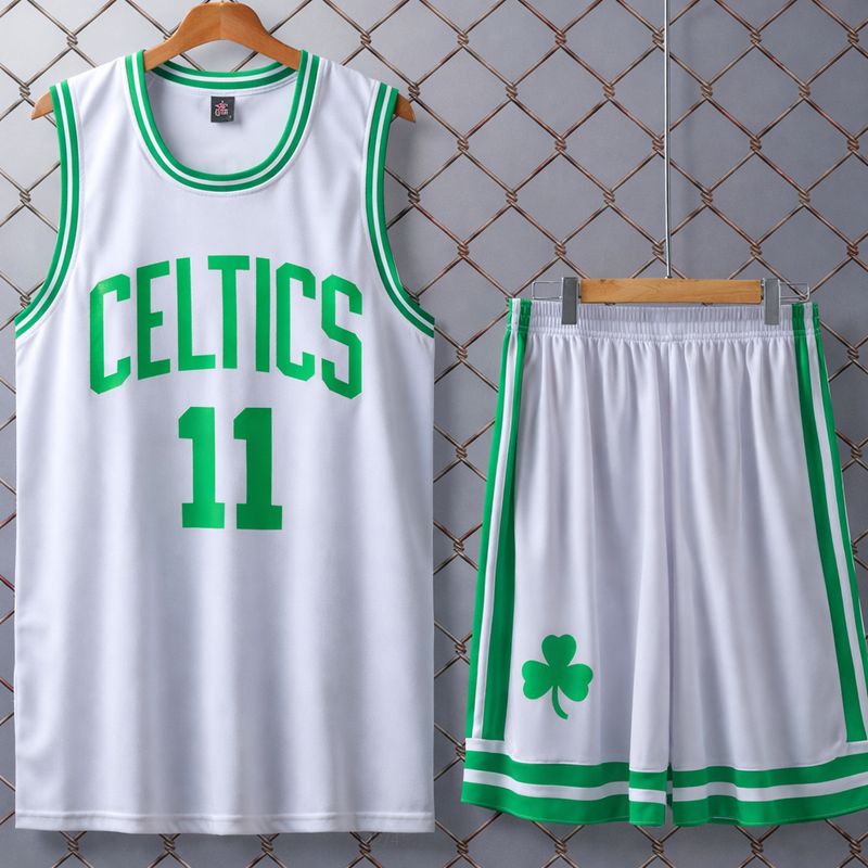 طقم سلة رجالي أبيض خط أخضر ✓