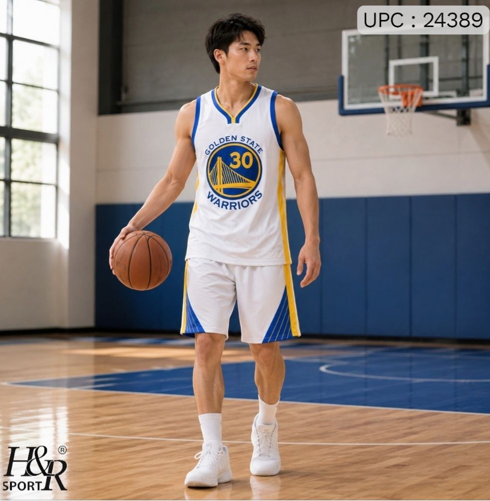 طقم سلة رجالي أبيض Golden State *
