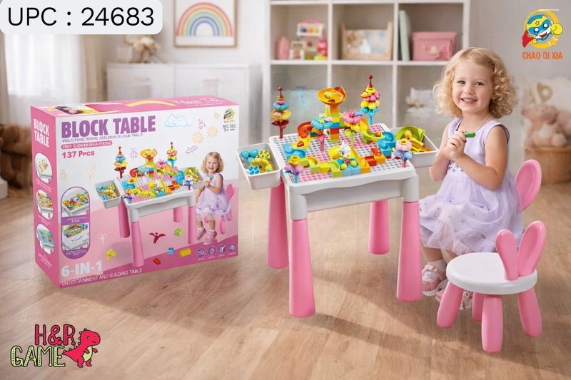 طاولة لعب وتركيب مكعبات متعددة الوظائف ✓