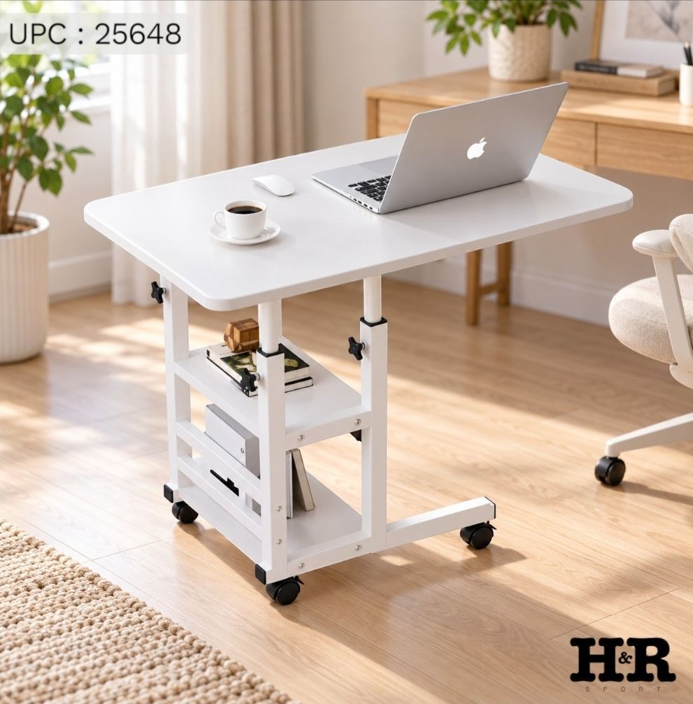 طاولة لابتوب متحركة مع رفوف White ✓