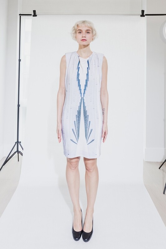 Scoop Neck Padded Shoulder Dress