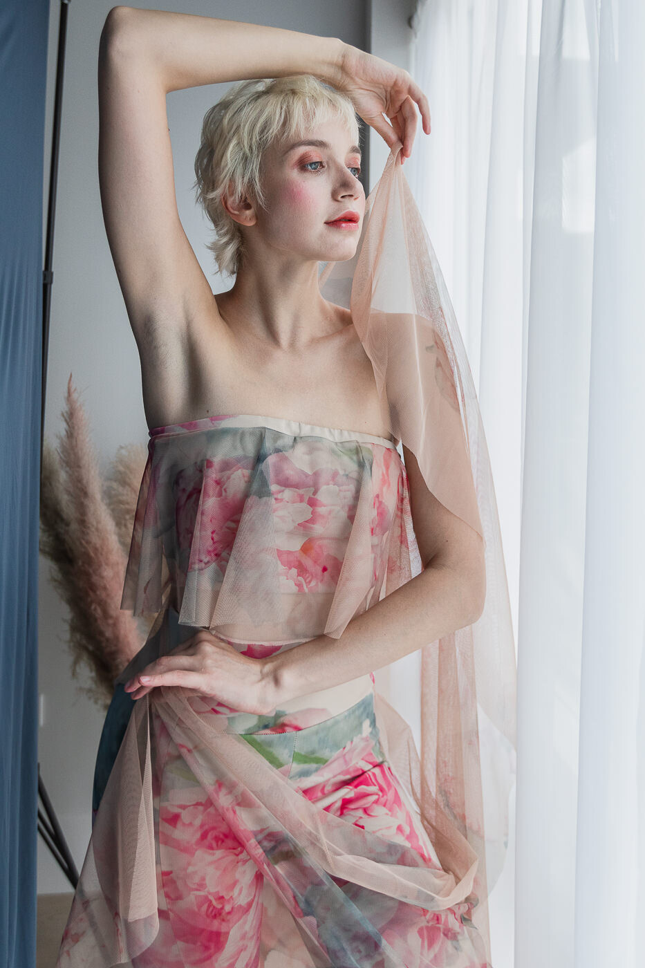 Floral Tube Top With Leggings Set