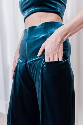 Tube Top With Origami Soft Velvet Trousers