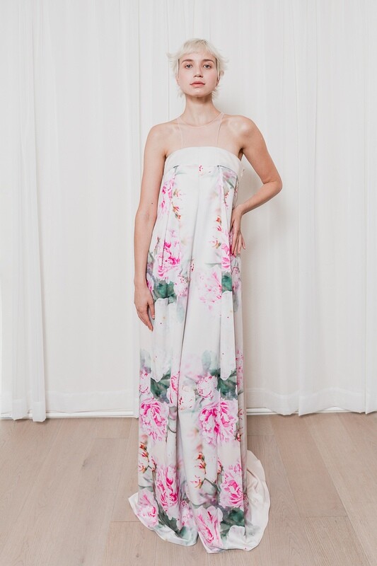 Satin Origami Dress With Train