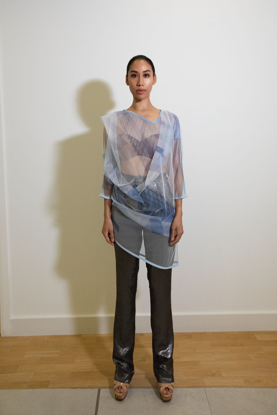 Origami 3/4 Sleeves Tulle Dress