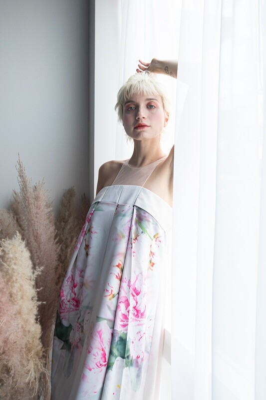 Satin Origami Dress With Train