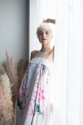 Satin Origami Dress With Train Satin Origami Dress With Train