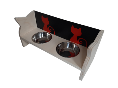 MiaCara - Desco Support Pour Gamelles Pour Chats Avec écuelles En Acier