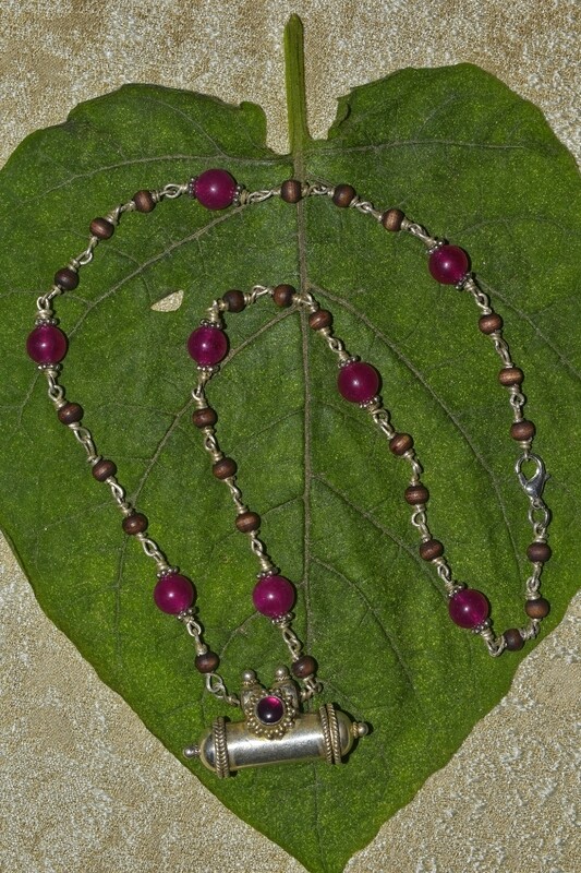 Tulasi and Pink Pearl Silver Kawacha Mala