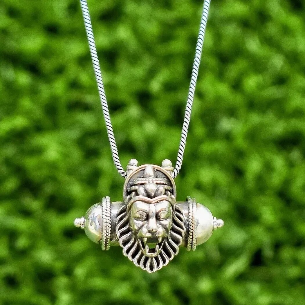 Nrsimhadev Silver Pendant with Silver Chain
