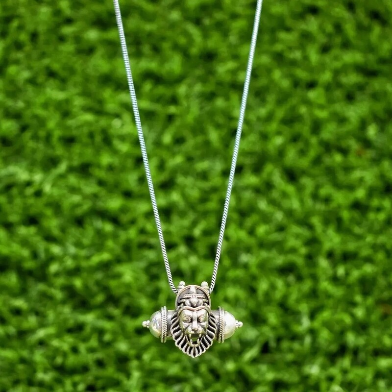 Nrsimhadev Silver Pendant with Silver Chain