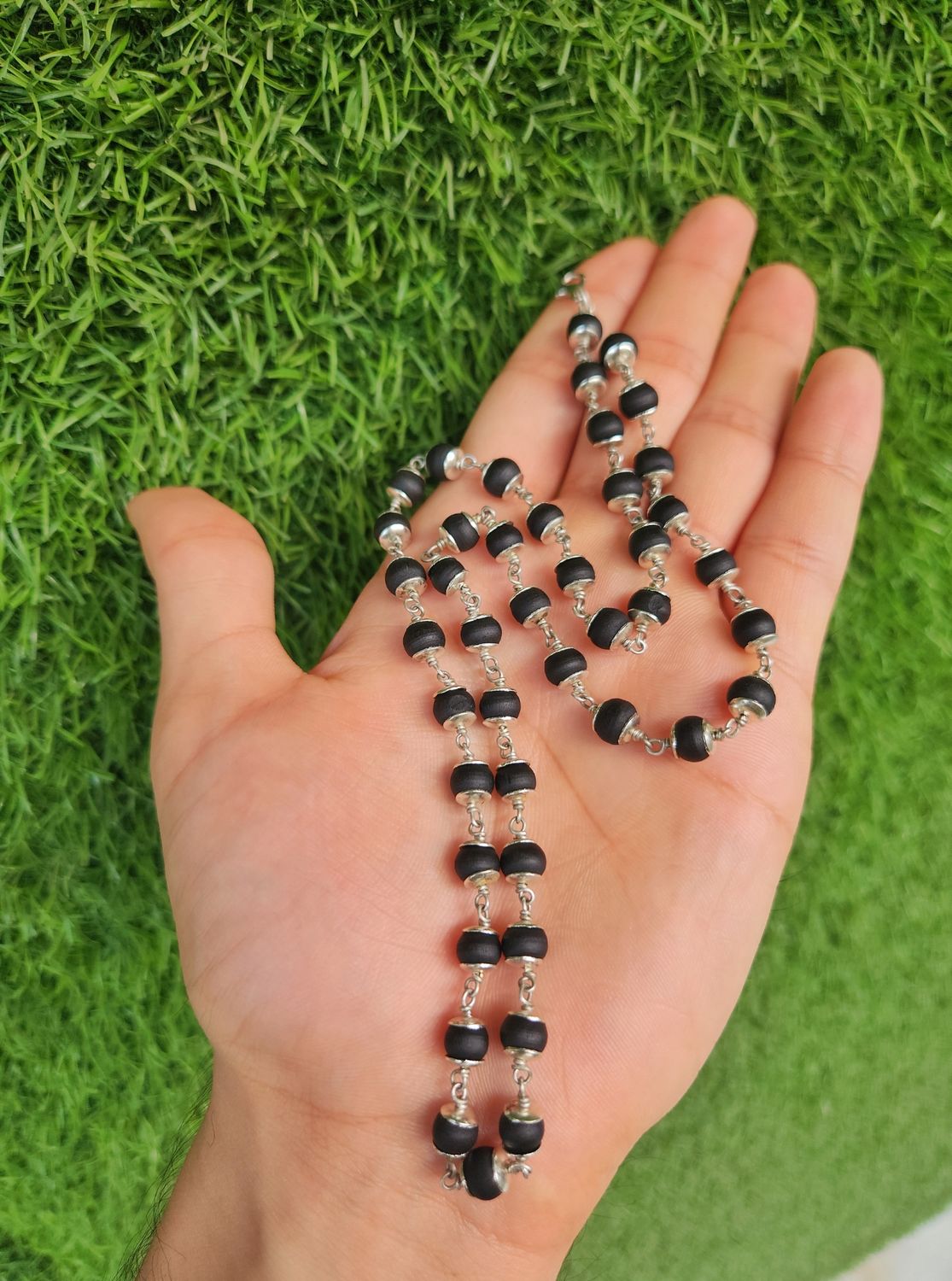 Classic Black Silver Tulasi Mala