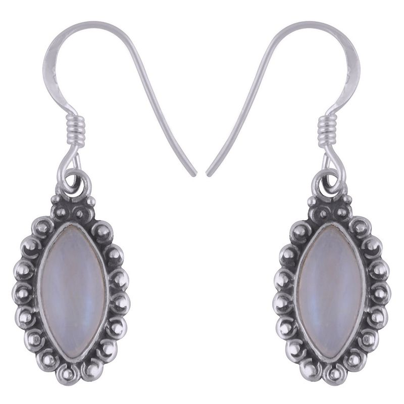 8.RAINBOW NATURAL GEMSTONE 925 STERLING SOLID SILVER MARQUISE CABOCHON STONE HANDMADE EARRINGS