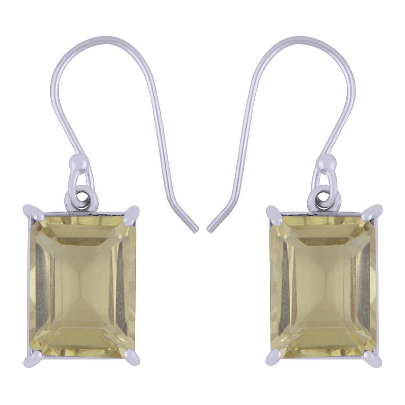 19. LEMON TOPAZ NATURAL GEMSTONE 925 STERLING SOLID SILVER PRINCESS CUT STONE HANDMADE EARRINGS