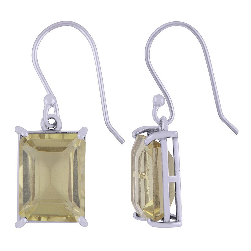 19. LEMON TOPAZ NATURAL GEMSTONE 925 STERLING SOLID SILVER PRINCESS CUT STONE HANDMADE EARRINGS