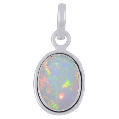 5. Plain Wire Around Ethiopian Opal Oval Shape 925 Sterling Solid Silver PendantItem No.:  R102047-4