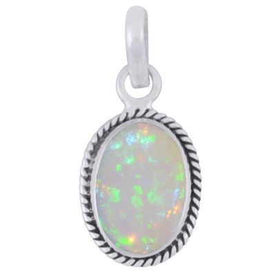 7. Authentic Wire Work Around Ethiopian Opal Oval Shape 925 Sterling Solid Silver Pendant  Item No.:  R102048-2