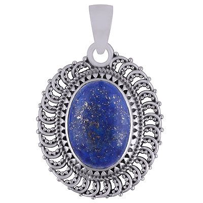 21. Gorgeous Rawa Work Around Lapis Oval Shape 925 Sterling Solid Silver Pendants  Item No.:  R101930-5  