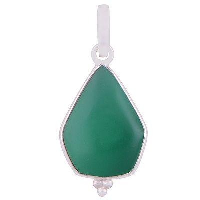 23. Stunning Gemstone Rawa Work Around Green Onyx Pentagon Shape 925 Sterling Solid Silver Pendant  Item No.:  R101916-6