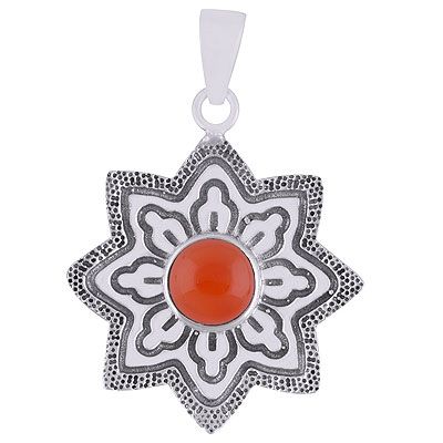 20. Gorgeous Handcrafted Work Around Carnelian Round Shape 925 Sterling Solid Silver Pendants  Item No.:  R101933-7