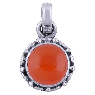 36. Stunning Hand Work Carnelian Round Shape 925 Sterling Solid Silver PendantItem No.:  R101531-18