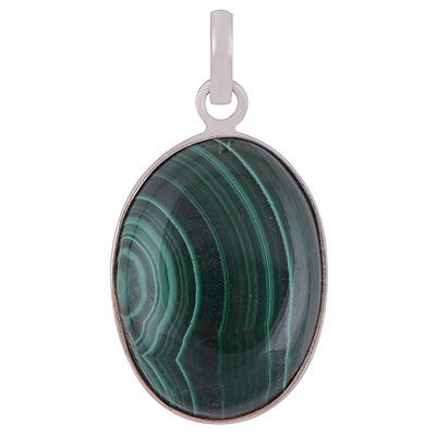 41. Alluring Pattern on Malachite Oval Shape 925 Sterling Solid Silver PendantItem No.:  R101286-127