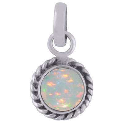 38. Stunning Twisted Wire Work Around Ethiopian Opal Round Shape 925 Sterling Solid Silver PendantItem No.:  R101374-36