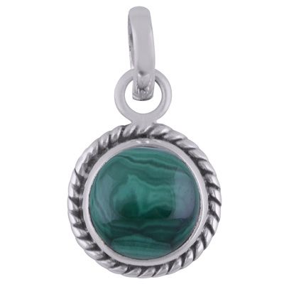 39. Gorgeous Twisted Wire Work Around Malachite Round Shape 925 Sterling Solid Silver PendantsItem No.:  R101364-35